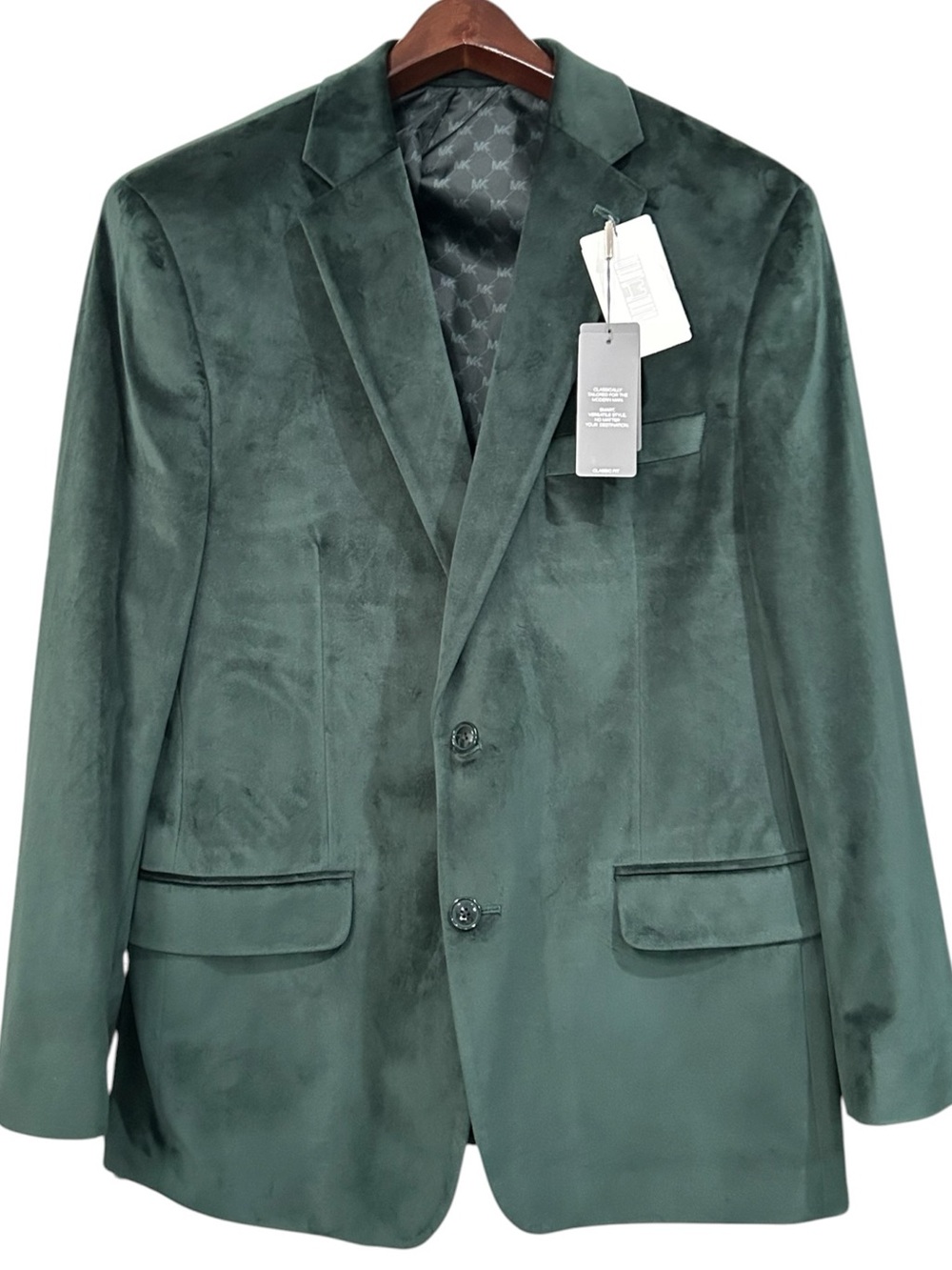 Michael Kors NWT Dark Green Velvet Blazer Sport Coat Size 44R Classic Fit